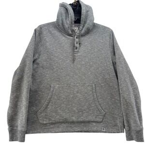 Flag & Anthem‎ Mens Gray Button Henley Hoodie Pullover Sweatshirt Size L